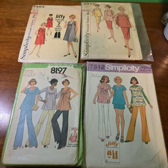 Maternity sewing patterns vintage 60s/70s dress, pants, tops unverified - Picture 1 of 8
